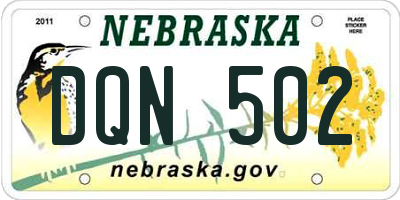 NE license plate DQN502