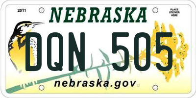 NE license plate DQN505