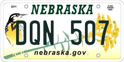NE license plate DQN507