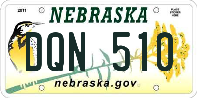 NE license plate DQN510