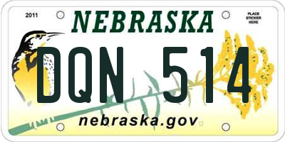 NE license plate DQN514