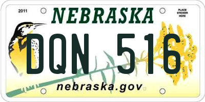 NE license plate DQN516