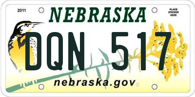 NE license plate DQN517