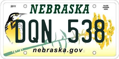 NE license plate DQN538