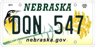 NE license plate DQN547