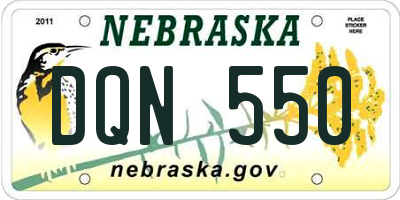 NE license plate DQN550