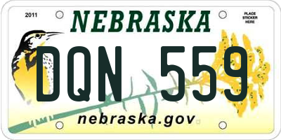 NE license plate DQN559