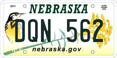 NE license plate DQN562