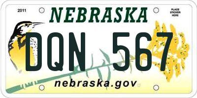 NE license plate DQN567