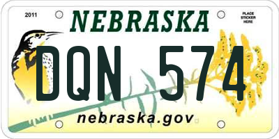 NE license plate DQN574