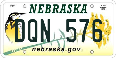 NE license plate DQN576