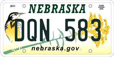 NE license plate DQN583