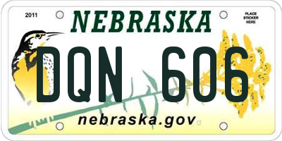 NE license plate DQN606