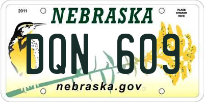NE license plate DQN609