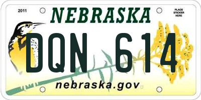 NE license plate DQN614