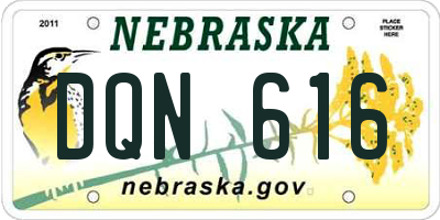 NE license plate DQN616