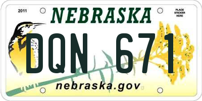 NE license plate DQN671