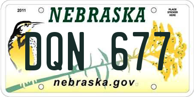 NE license plate DQN677