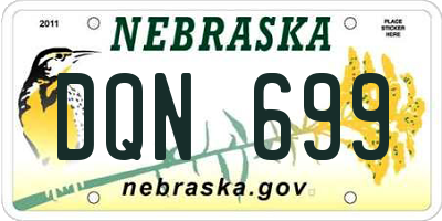 NE license plate DQN699