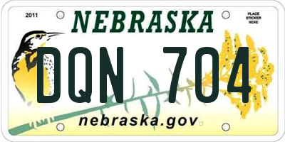 NE license plate DQN704
