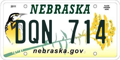 NE license plate DQN714