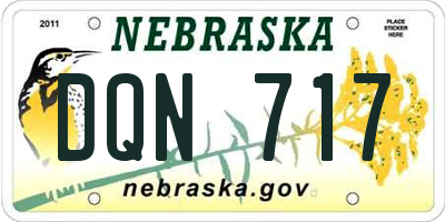 NE license plate DQN717