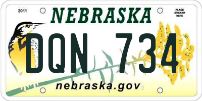 NE license plate DQN734