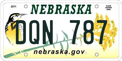NE license plate DQN787