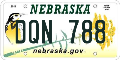 NE license plate DQN788