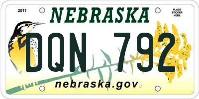 NE license plate DQN792