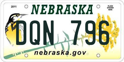 NE license plate DQN796