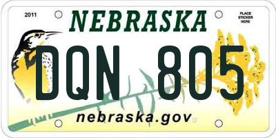 NE license plate DQN805