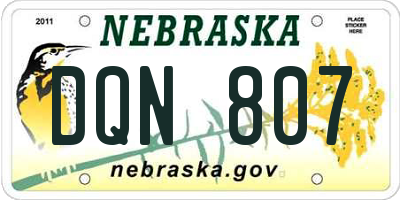 NE license plate DQN807