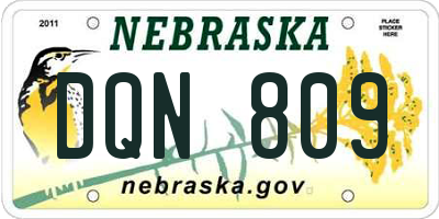 NE license plate DQN809