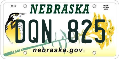 NE license plate DQN825
