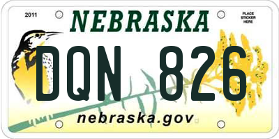 NE license plate DQN826