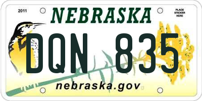 NE license plate DQN835
