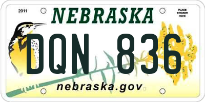 NE license plate DQN836