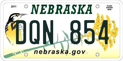 NE license plate DQN854