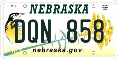 NE license plate DQN858