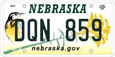 NE license plate DQN859