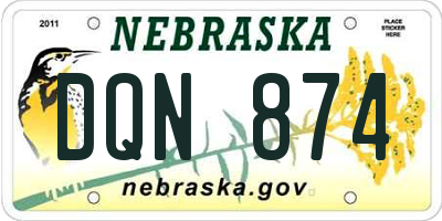 NE license plate DQN874
