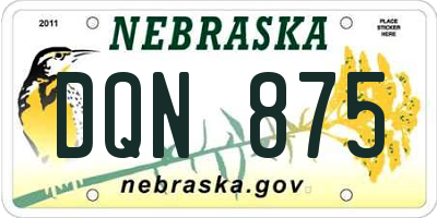NE license plate DQN875