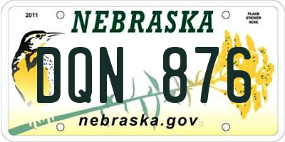 NE license plate DQN876