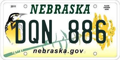 NE license plate DQN886