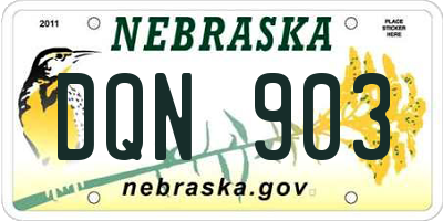 NE license plate DQN903