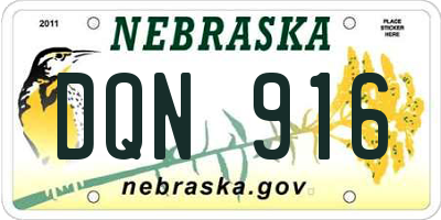 NE license plate DQN916
