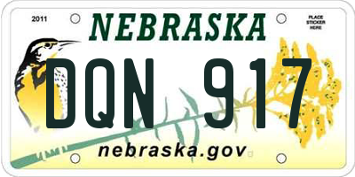 NE license plate DQN917