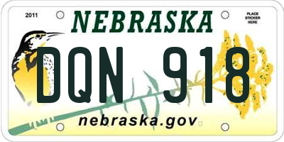 NE license plate DQN918