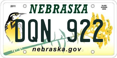 NE license plate DQN922